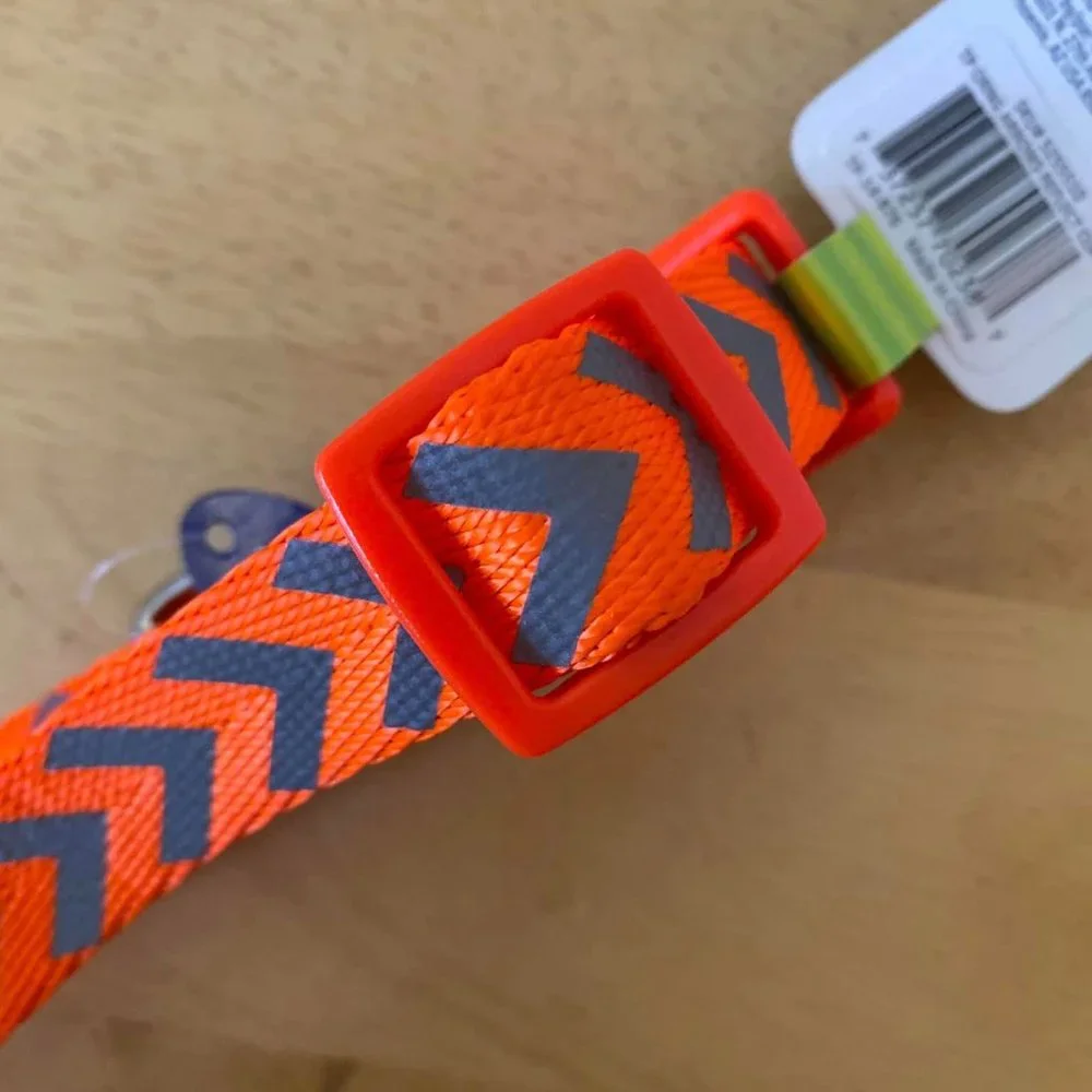 Top Paw Reflective Dog Collar Orange Gray Adjustable NWT